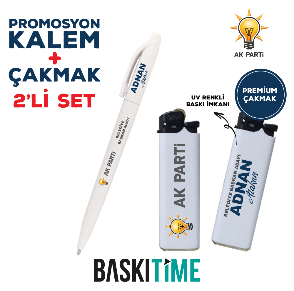 Ak Parti Promosyon Çakmak Kalem Premium