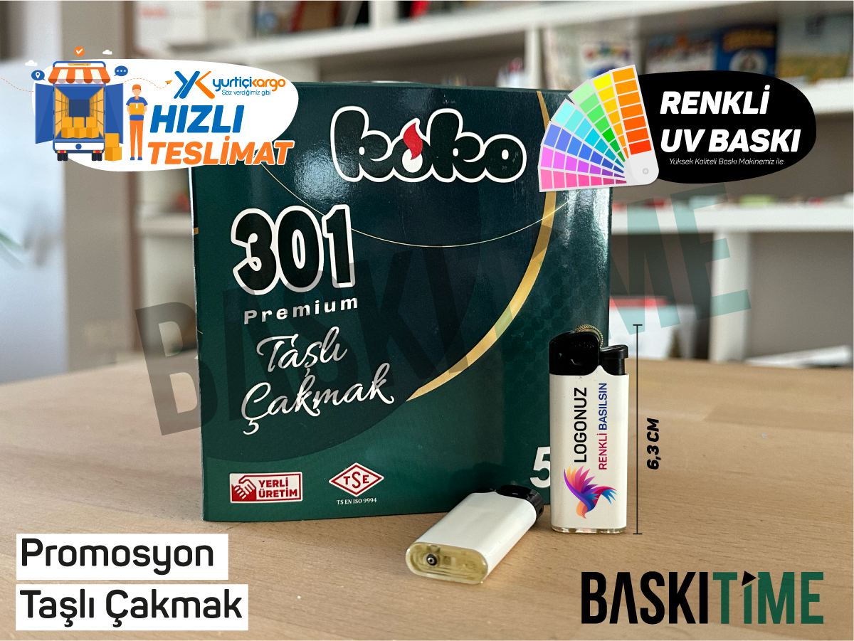 Promosyon Çakmak 100 adet Premium Taşlı