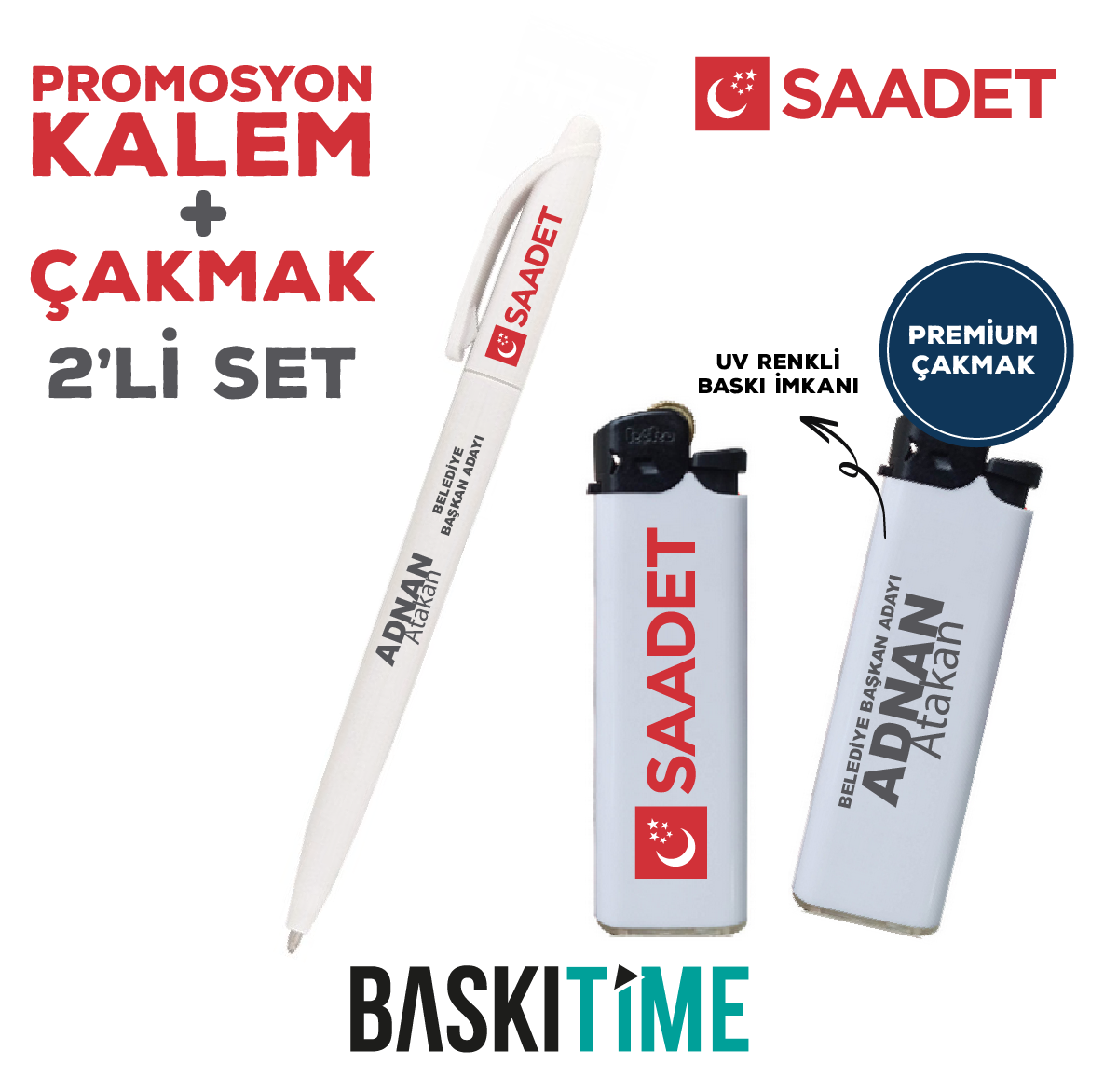 Saadet Partisi Promosyon Çakmak Kalem Premium
